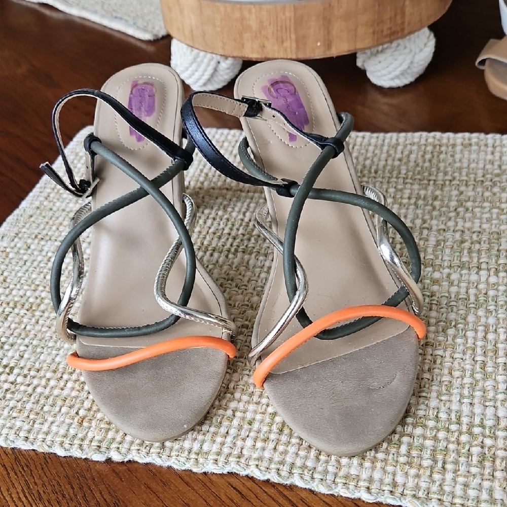 Black and Silver Strappy Sandals with Minimalist Design